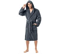 NY Threads Bata para hombre con capucha, ropa de dormir suave y acogedora, Gris Oscuro, X-Grande