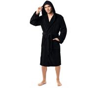 NY Threads Bata para hombre con capucha, ropa de dormir suave y acogedora, Negro, Grande