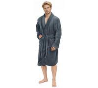 NY Threads Lujo Bata de Forro para Hombre - Batas De Estar En Casa de Súper Suave (XL, Gris)