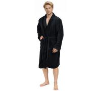 NY Threads Lujo Bata de Forro para Hombre - Batas De Estar En Casa de Súper Suave (XL, Negro)