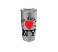 NYC Heart Is In New York - Camiseta de regalo para neoyorquinos Vaso térmico de acero inoxidable de doble pared