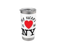 NYC Heart Is In New York - Camiseta de regalo para neoyorquinos Vaso térmico de acero inoxidable de doble pared