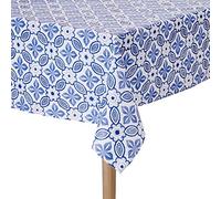 Nydel Mantel de Porcelana con Revestimiento acrílico, Algodón, Azul, 160 x 250 cm