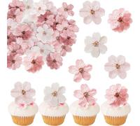 Nymora 40 Cupcake Topper de flor comestible, comestible Blosten-Kuchendekorationen, flores de papel de oblea Cupcake Topper para Baby Shower, Kindergeburtstagsparty-Dekorationen y accesorios coloridos