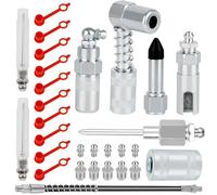 NZZVNZ 29 uds Accesorios de Pistola de Grasa, Kit Montaje de Pistola de Grasa, Adaptadores para Pistola de Engrase, Boquilla y Dispensador de Aguja de Inyector de Grasa,Manguera de Pistola Engrasadora