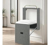 OAKVYNE Silla Plegable De Pared, Moderna, 6CM Ultrafina, De Madera Maciza | Asiento Tapizado En Cuero, Diseño Ahorra Espacio, Ideal Para Recibidor, Probador Y Cambio De Calzado(C)