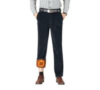 Oanviso Hombre Pantalón De Pana con Forro Polar Chino Pantalone de Traje Elasticos Pantalóns de Trabajo Termico Pantalones Moda Straight Invierno A Armada L