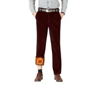 Oanviso Hombre Pantalón De Pana con Forro Polar Chino Pantalone de Traje Elasticos Pantalóns de Trabajo Termico Pantalones Moda Straight Invierno A Vino Tinto XXL