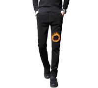 Oanviso Hombre Pantalón De Pana con Forro Polar Chino Pantalone de Traje Elasticos Pantalóns de Trabajo Termico Pantalones Casuales Straight Invierno A Negro M