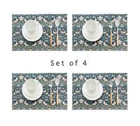 Obal William Morris - Juego de 4 manteles individuales rectangulares de poliéster, resistentes al calor, lavables para mesa (ladrón de fresas, 4 piezas)