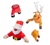 Obotsnoi Decoración de ventana de Navidad animada con renos estrellados de Papá Noel/reno, decoración de fiesta, regalo de Navidad