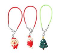 Obotsnoi Paquete triple de dijes de teléfono navideño, diseño de Papá Noel, muñeco de nieve, árbol de Navidad, bonito adorno de Navidad, llavero a prueba de pérdidas, decoración de Papá Noel