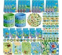 Obussgar Turtle Party Favour Supplies incluye bolsas de regalo de tortuga, pegatinas, insignias, pulseras para fiesta de cumpleaños temática de tortuga