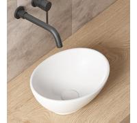 OCEALAGOON - Fregadero pequeño de baño sobre mostrador, mini fregadero ovalado de 13 x 10 pulgadas, fregadero de cerámica de porcelana para baños, pequeños fregaderos de baño blancos para caravana,