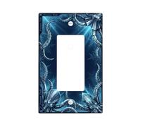 Octopus - Cubierta de interruptor de luz basculante individual, diseño futurista de cristal de hielo de invierno, mecánico, plástico, azul, tamaño estándar, placas de interruptor de pared para