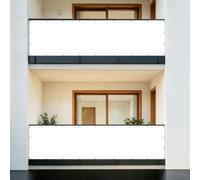 Ocultacion Balcon 0.7 x 1 m Protección Viento y Los Rayos Uv, Impermeable, Protección de La Intimidad Malla Sombreo con Ataduras de Cables para Porche Barandillas, Blanco