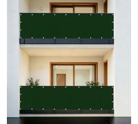 Ocultacion Balcon 0.9 x 1 m Protección Viento y Los Rayos Uv, Impermeable, Protección de La Intimidad Malla Sombreo con Ataduras de Cables para Porche Barandillas, Verde Oscuro