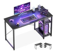 ODK Escritorio Gaming con Estantería Reversible, 120x48cm, Negro