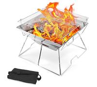 Odoland Parrilla Barbacoa Portátil 43 x 43 x 31 cm, Estufa de Camping de Leña y Carbon con Bolsa de Transporte para Camping Picnic Jardín Fogata Campamento Viajes