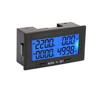 Odorkle Amperímetro Voltímetro AC Pantalla Multifunción Digital Dual Probador de Corriente, Panel Multímetro Amperímetro, LCD 6 en 1, Retroiluminación Azul, para Prueba de Energía Eléctrica