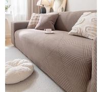 Odot Estilo Geométrico Nórdico Funda Sofa Ajustables (Marrón,2 plazas) | Funda Sofa 5/4/3/2/1 Plazas para Familias Cubre Sofá Elasticas Antideslizante, Protector Perros Gatos Arañazo con Brazos