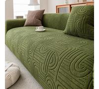 Odot Estilo Jacquard Nórdico Funda Sofa Ajustables (Verde,2 plazas) | Funda Sofa 5/4/3/2/1 Plazas para Familias Cubre Sofá Elasticas Antideslizante, Protector Perros Gatos Arañazo con Brazos