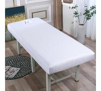 Odot Fundas Elásticas para Camillas de Masaje, Rayas Sábana Suave con Agujero, Funda Camilla Envoltura Completa, Cubierta de Belleza Lavable para SPA, Salón de Belleza (Blanco,70x190cm)