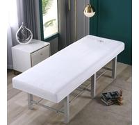 Odot Fundas Elásticas para Camillas de Masaje, Sábana Suave con Agujero, Funda Camilla Envoltura Completa, Colores Sólidos Cubierta de Belleza Lavable para SPA, Salón de Belleza (Blanco,80x190cm)