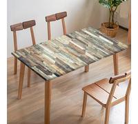 Odot Mantel Mesa con Bordes Elásticos, Rectangular Antimanchas Mantel, Veteado de Madera en 3D Funda Mesa Decorar para Exterior Fiesta Picnic Patio Cocina (Tablero de Madera 1,95x95cm)