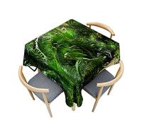 Odot Mantel Mesa Cuadrada Impermeable, Mantel Rectangular Impresión de Bosque Verde 3D, Cubierta de Mesa Cuadrado Lavable, Tela de Tabla para Jardín, Mesa de Cocina (120x120cm,Tropical)