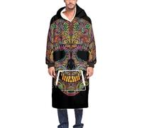 Odot Oversize Hoodie con Felpa, Impresión Horrible Calavera Usable Bolsillo Bata Manta Sudadera con Capuch Caliente Chaqueta para Casa Sofá TV Invierno Hombre (Talla única (110cm/43in),Multicolor)