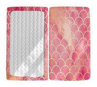 Odot Sábana Bajera Cuna Bebe, Impresión Scales 3D Sabanas Carrito Bebe Sábana Bajera Capazo Sabanas Minicuna Bebe Suave Transpirable Sábana Bajera Ajustable (Rosa,80x40cm)