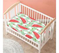 Odot Sábana Bajera Cuna Bebe, Patrón Sandía Sabanas Carrito Bebe Sábana Bajera Capazo Sabanas Minicuna Bebe Suave Transpirable Sábana Bajera Ajustable para Niña y Niño (Tartán verde,90x55cm)