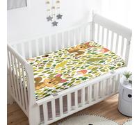 Odot Sábana Bajera Minicuna Sabanas Carrito ardilla Patrón Bebe Sabanas Capazo Transpirable Funda Capazo Universal, para Ovalada y Rectangula Colchón de bebé (Hojas,55x90 cm)