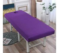 Odot Sabanas Elásticas para Camillas de Masaje, Sabana Bajera Rayas 3D Suave con Agujero, Funda Camilla Envoltura Completa Lavable para Camilla de SPA, Salón de Belleza (Morado oscuro,190x70cm)