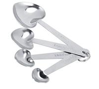 OEBUAFI Cuchara Medidora de Acero Inoxidable en Forma de Corazón, 4 | Juego de cucharas de café de cocina, tamaños de 13x6x1cm a 11x2,5x0,4cm, Construcción de metal resistente al óxido,