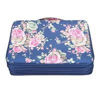 OEBUAFI Estuche para Lápices con 200 Ranuras, Portalápices de 4 Capas con Diseño de Estampado de Rosas, Bolsa de Almacenamiento de Gran Capacidad para Estudiantes de Arte, Organizador (Rosa sobre