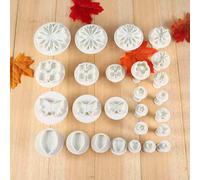 OEBUAFI Juego de Herramientas de Decoración de Pasteles, 46 Uds., Cortador de émbolo para Pasteles, Kit de Artesanía de Azúcar para Flores de Fondant con Cortadores de Moldes de Plástico