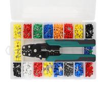 OEBUAFI Kit de Crimpadora, 18 Tipos de Terminales de Alambre | ergonómico, mecanismo autoajustable, todos los terminales de cobre aislados, caja de almacenamiento incluida