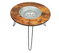 OEBUAFI Mesa de Barbacoa Plegable Portátil, Mesa de Barbacoa Multiusos Ligera para Acampar, para Parrilla, Actividades Al Aire Libre, Madera de Hierro, 23,6x18,5 Pulgadas