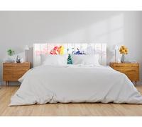Oedim Cabecero Cama PVC Madera Blanca Mapa Mundi Acuarela, 135x60cm,Cabecero Ligero, Elegante, Resistente y Económico