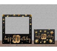 Oedim Photocall + Cartel Happy 30 Birthday con Estrellas, 100x100cm, Photocall Decorativo para Eventos o Celebraciones puntuales, Photocall Divertido