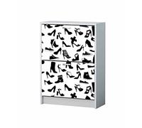 Oedim Vinilo Decorativo Mueble Zapatero Siluetas Zapatos | Varias Medidas 75x155cm | Adhesivo Resistente y de Facil Aplicación | Blaco y Negro | Pegatina Adhesiva Decorativa de Diseño Elegante |