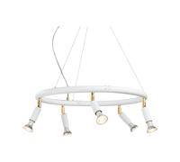 Örsjö Belysning Star redonda 5 focos de techo Ø60 cm Acero blanco