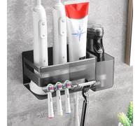 OETAMS Soporte Cepillos de Dientes, 4 Piezas Porta Cepillo de Dientes de baño Pared, Adhesivo portacepillos de Dientes Eléctrico Sin Taladrar SUS304 Acero Inoxidable Toothbrush Holder Negro