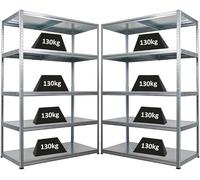 Oferta especial: Set de 2 estanterías metálicas Steel Eagle de 180x120x60 cm. Capacidad de carga por estante: 130 kg. Estantería robusta, galvanizada. Ideal para cocina, sótano, garaje, almacén. Estan