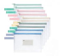 OFFCUP Bolsa de Archivo de Cremallera, 10Pcs A4 Bolsa de Documentos con Etiqueta, Impermeable de Malla Bolsa de Archivo Bolsas de Cremallera de Almacenamiento de Oficina Accesorios (Blanco)