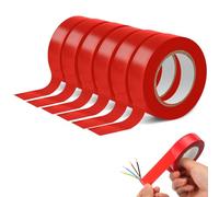 OFFCUP Cinta Adhesiva Aislante, 6pcs 19 mm x 20 m Cinta Aislante de Fuerte Adhesión, Cinta Eléctrica Alta Flexibilidad, para Reparación de Conductos Eléctricos Agrupar Cables Eléctricos (Rojo)