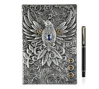 OFFCUP Cuaderno de Piel en Relieve 3D A5, 200 Páginas Libreta Vintage Cuaderno de Viaje Bloc Notas con Bolígrafo, Diario de Viaje Cuaderno de Escritura para Hombres y Mujeres (Pájaro)