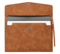 OFFCUP Funda A4 para Archivos, Bolsa para Documentos de Cuero, Sobre para Documentos con Cremallera y Bolsillos, Carpeta Portadocumentos A4 para Documentos Papelería y Tableta (Marrón)